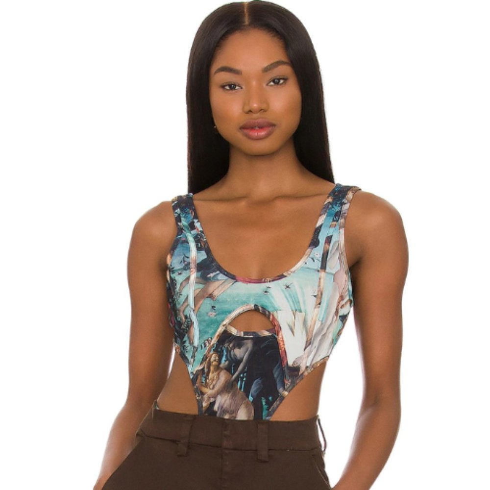h:ours Genevieve Bodysuit in Multi Renaissance NWT